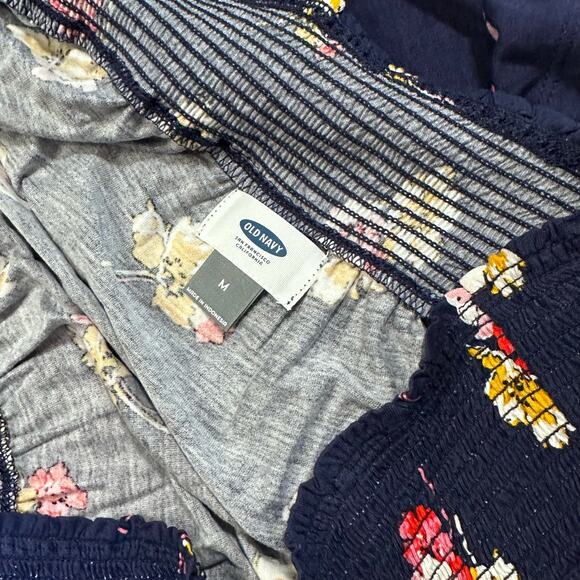 Old Navy Long Sleeve Swing Off Shoulder Navy Top Womens M Floral Boho - Picture 5 of 5